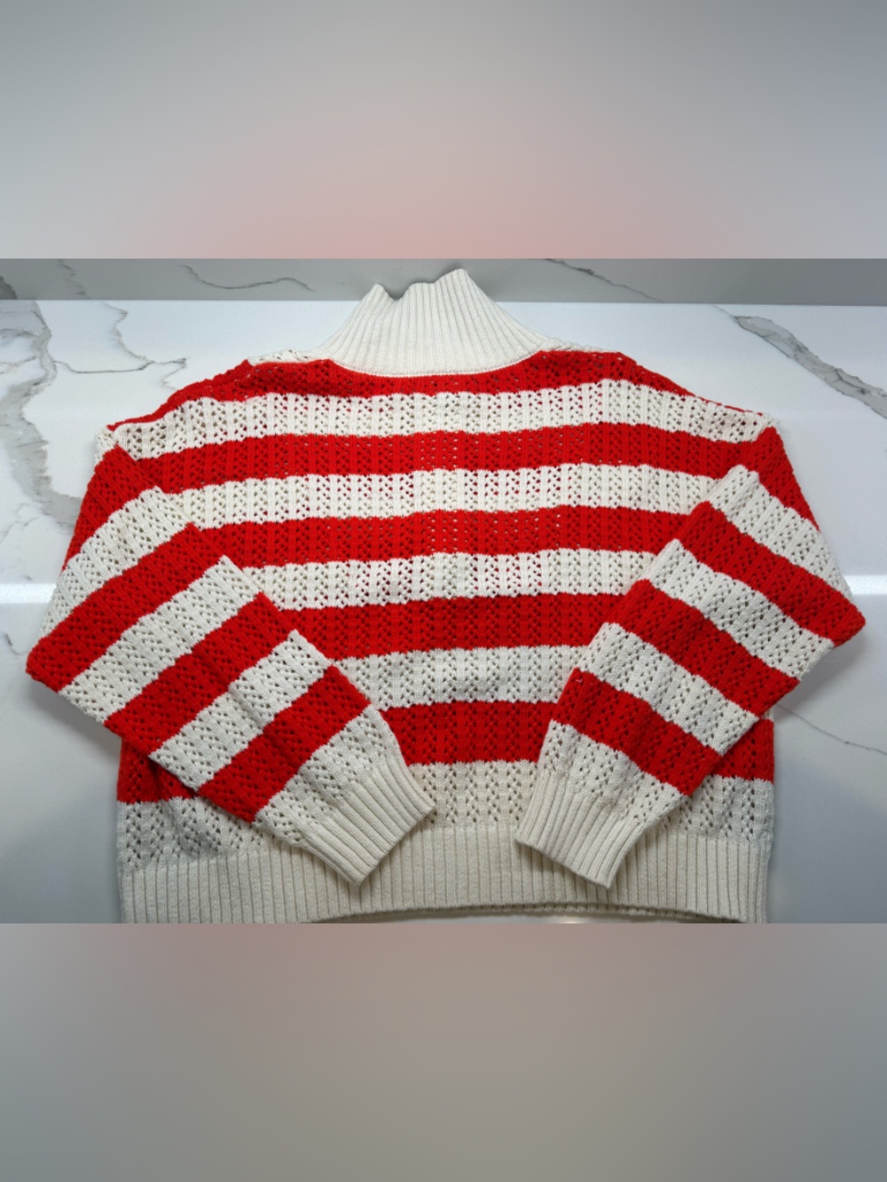 a new day❤️🤍 Half-Zip Knit Sweater🤍❤️ - Picture 3 of 8